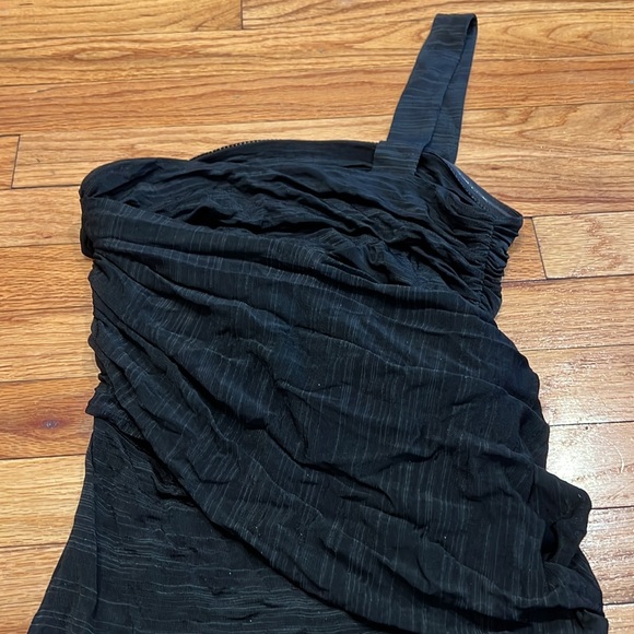 Tracy Reese NYC one shoulder ruched band stretchy black top - Picture 9 of 10